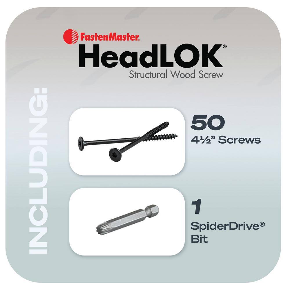 FastenMaster HeadLOK 3 8 in. x 4-1 2 in. Flat Head Structural Wood Screws for 3 8 in. Lag Bolt Replacement (50-Pack)0