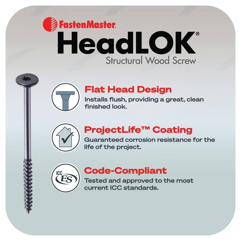 FastenMaster HeadLOK 3 8 in. x 4-1 2 in. Flat Head Structural Wood Screws for 3 8 in. Lag Bolt Replacement (50-Pack)1
