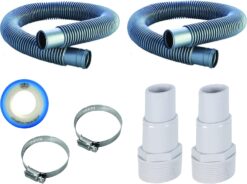 FibroPool Pool Filter Hose Replacement Kit - 1.5" 3 Foot and 6 Foot Hoses, Adapters, Clamps & PTFE Tape - Durable, Leak-Resistant Design - Easy Installation, Universal Compatibility (3+6 Foot)
