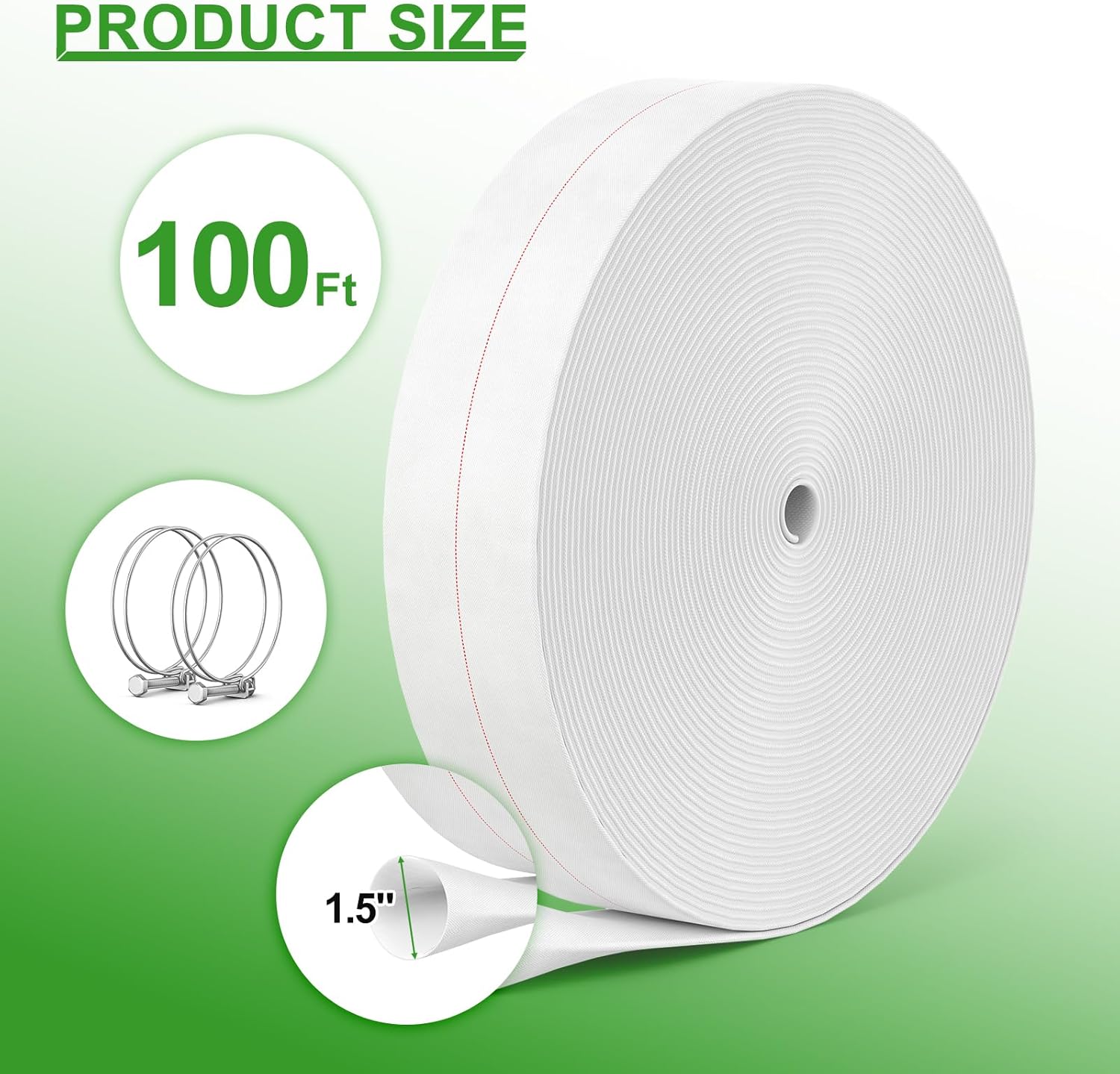 Fire & Backwash Hose - 100 Ft With Clam, 1-1 2 Pool Discharge Hose for Swimming Pool Drain & Flexible Sump Pump Hose1