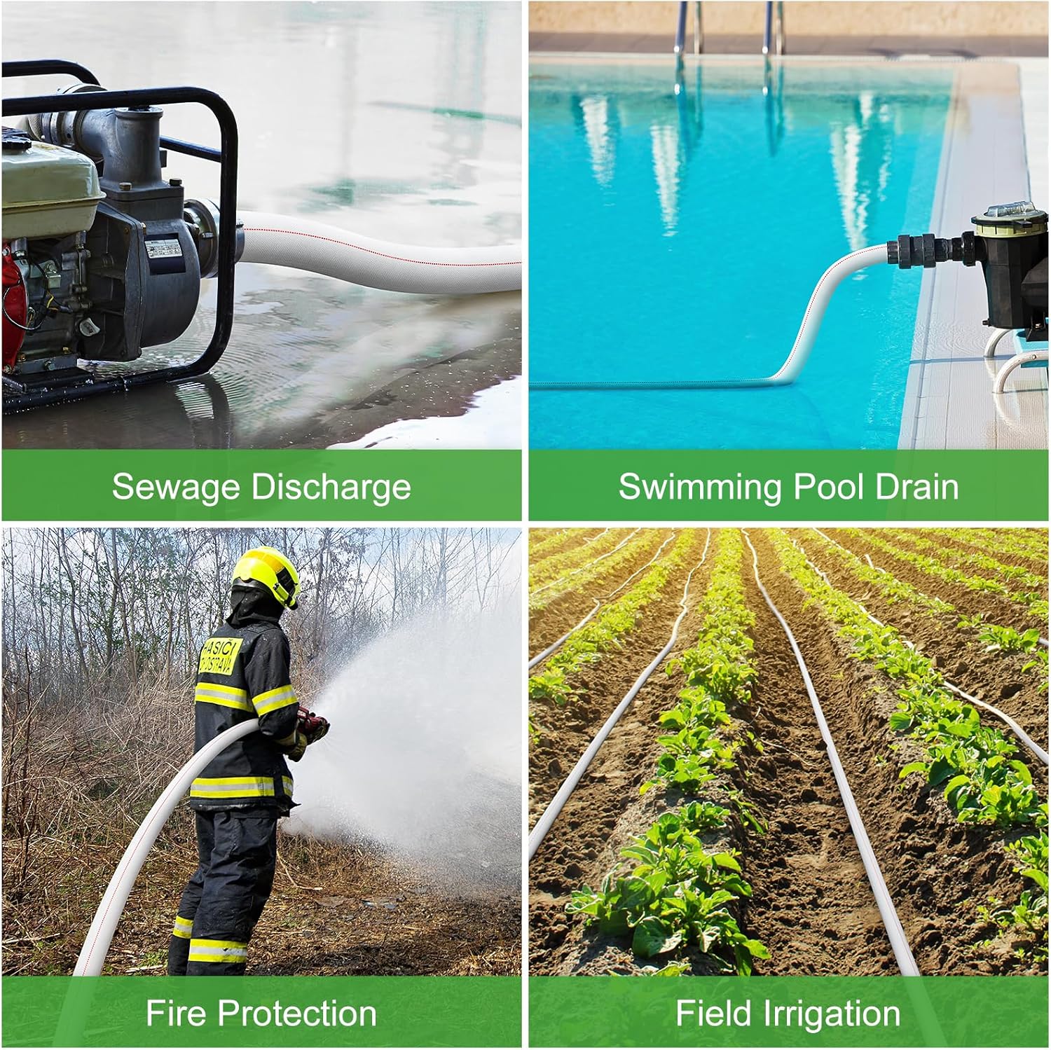 Fire & Backwash Hose - 100 Ft With Clam, 1-1 2 Pool Discharge Hose for Swimming Pool Drain & Flexible Sump Pump Hose13