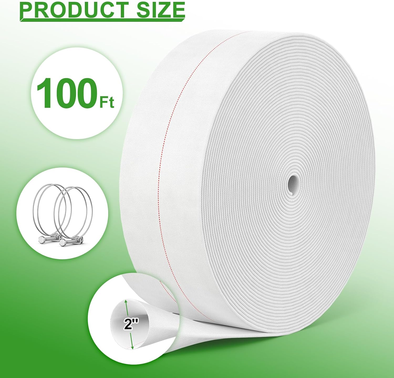 Fire Hose, 2 Inch Backwash Hose 100ft, Heavy Duty Discharge Hose for Swimming Pool With Clamp for Outdoor Lawn, Garden Irrigation, Sump Pool Discharge Hose.1