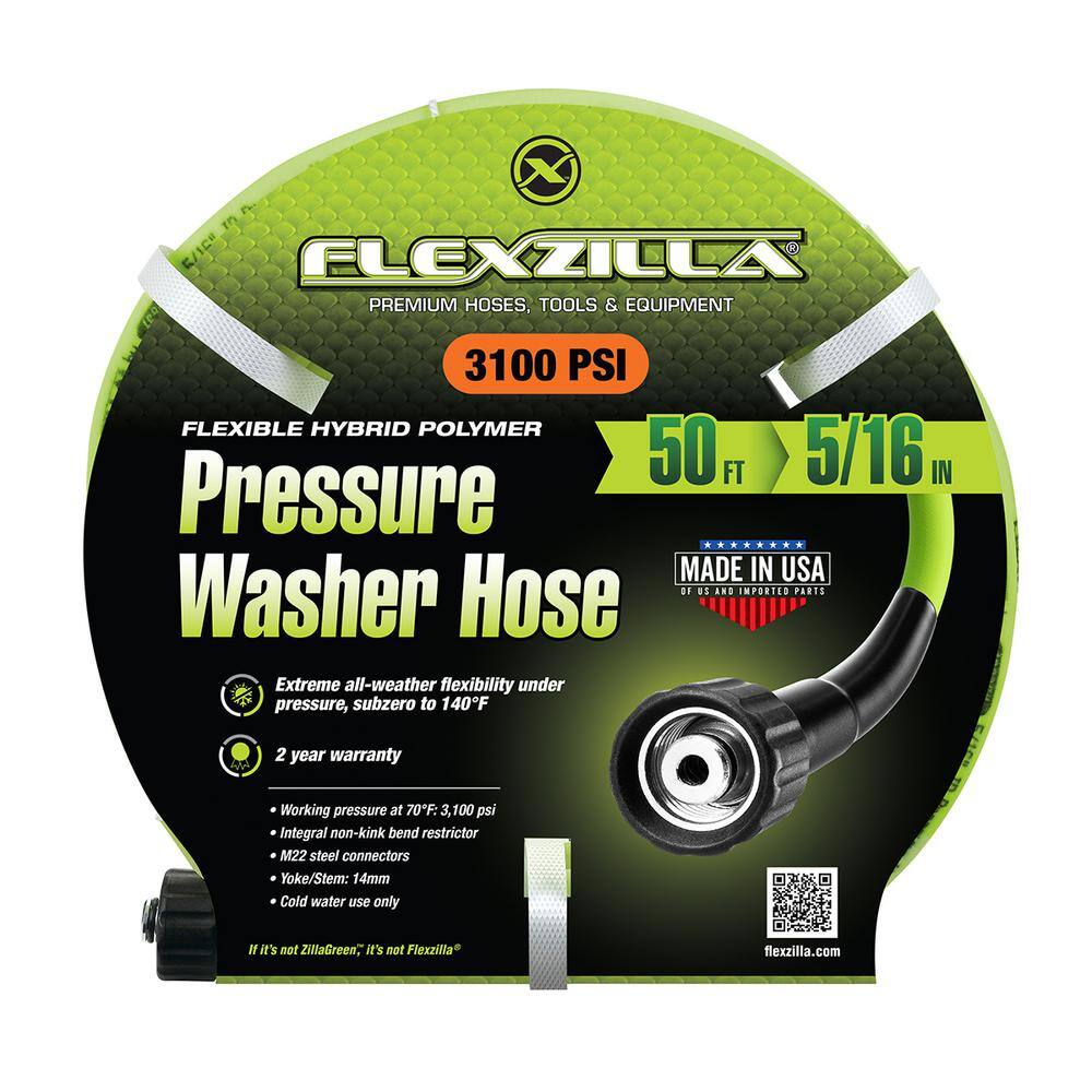 Flexzilla HFZPW3550M 5 16 in. x 50 ft. 3100 PSI Pressure Washer Hose with M22 Fittings7