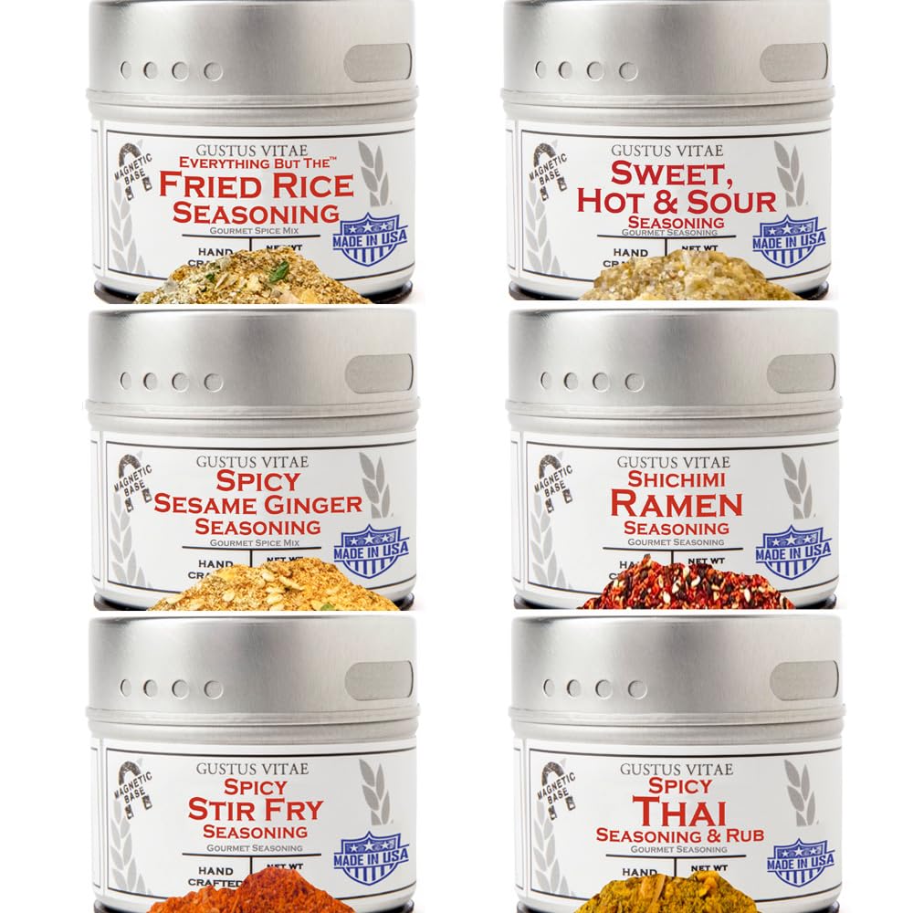 Fried Rice Seasoning Collection Gourmet Spice Blends Non GMO, No MSG Made In USA Small Batch, Hand Made Non GMO, All Natural GLP-1 Friendly Asian, Rice, Wok, Stir Fry Seasoning Fried Rice Seasoning Collection | Gourmet Spice Blends | Non GMO, No MSG | Made In USA | Small Batch, Hand Made | Non GMO, All Natural | GLP-1 Friendly | Asian, Rice, Wok, Stir Fry Seasoning | Sustainably Sourced, Ultra Premium | Gift Set | Magnetic Tins | Gustus Vitae | #888
