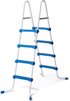 Funsicle 52 Inch SureStep 3 Stair Lightweight Steel Outdoor Above Ground Swimming Pool Ladder with Non Slip Feet for Outdoor Use, Blue White