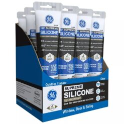 GE 2814815 Supreme Silicone Caulk 2.8 oz. Window and Door Sealant Clear (12-pack)