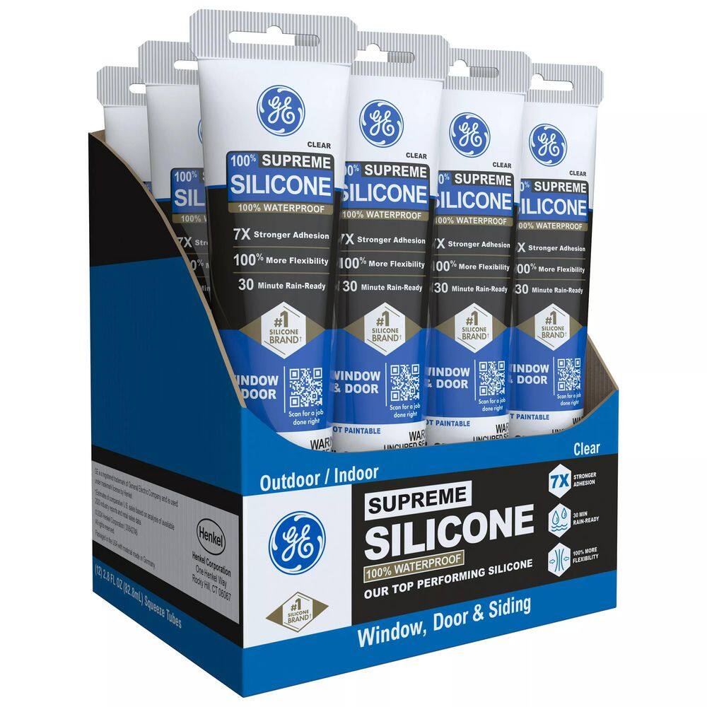 GE 2814815 Supreme Silicone Caulk 2.8 oz. Window and Door Sealant Clear (12-pack) GE 2814815 Supreme Silicone Caulk 2.8 oz. Window and Door Sealant Clear (12-pack)