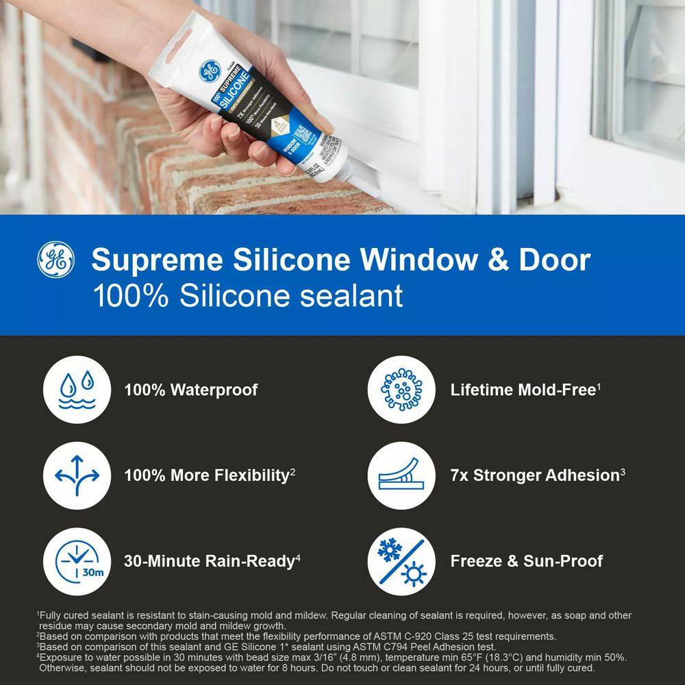 GE 2814815 Supreme Silicone Caulk 2.8 oz. Window and Door Sealant Clear (12-pack)1