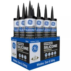 GE 2821634 Supreme 10.1 oz. Black Silicone Window and Door Caulk (12-Case)