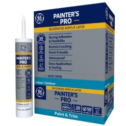 GE 2874436 Painter's Pro 10.1 oz. Siliconized Acrylic Latex Caulk Windows, Doors, Trim and Molding White (12-Pack)