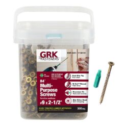 GRK Fasteners 100101 #9 x 2-1/2 in. Star Drive Torx Bugle Head R4 Multi-Purpose Wood Screw (300-Pack)