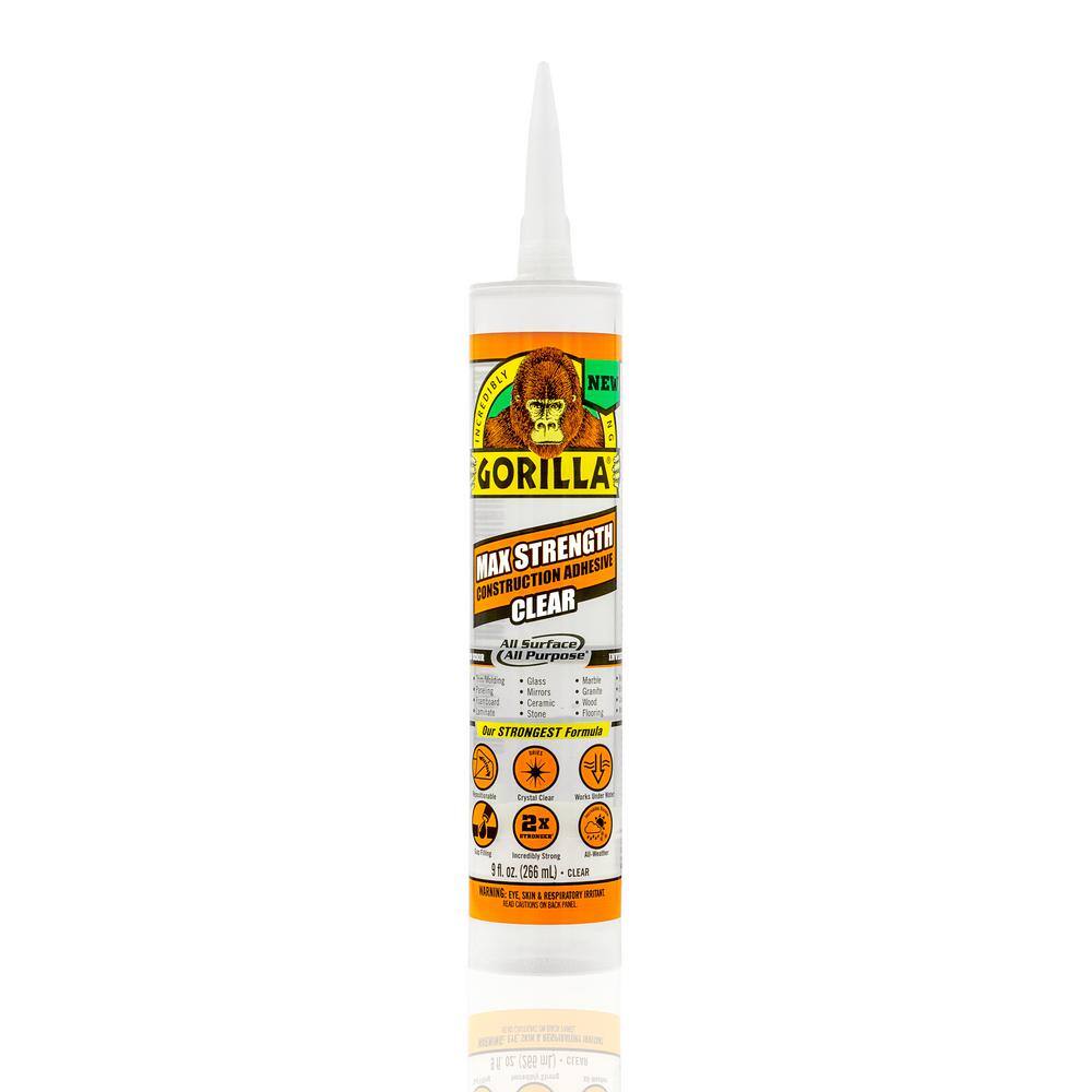 Gorilla 8212302 9 oz. Clear Max Strength Construction Adhesive (4-Pack) Gorilla 8212302 9 oz. Clear Max Strength Construction Adhesive (4-Pack)