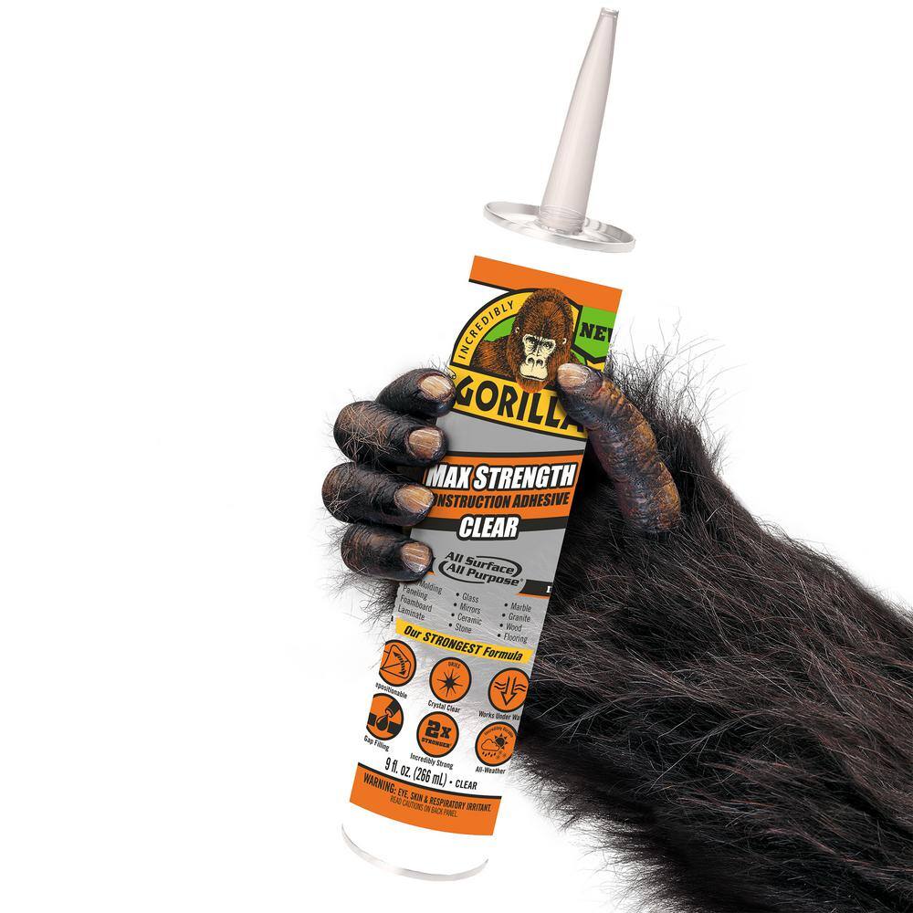 Gorilla 8212302 9 oz. Clear Max Strength Construction Adhesive (4-Pack)2