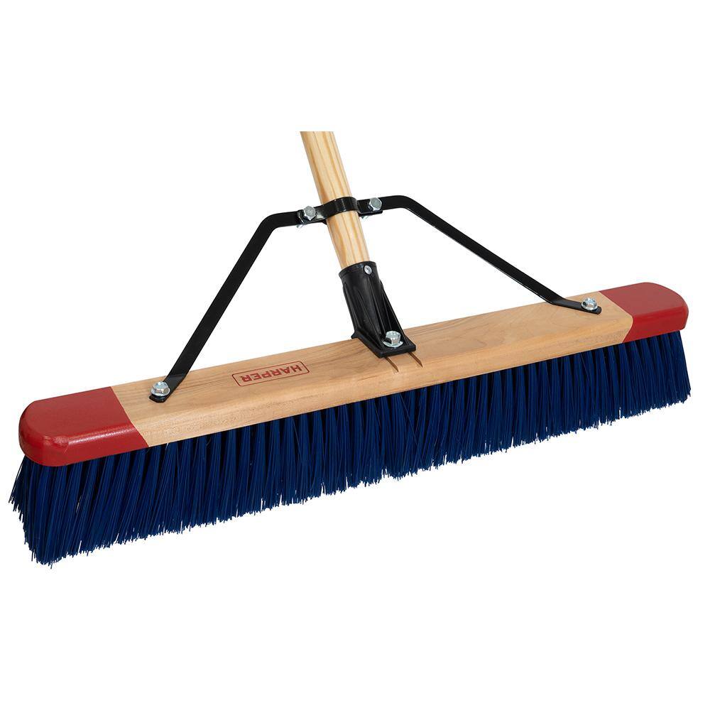 HARPER 24 in. Premium Outdoor Hardwood Steel Handle Push Broom for Dirt, Soil, Mulch, Grass and Oil Dry12
