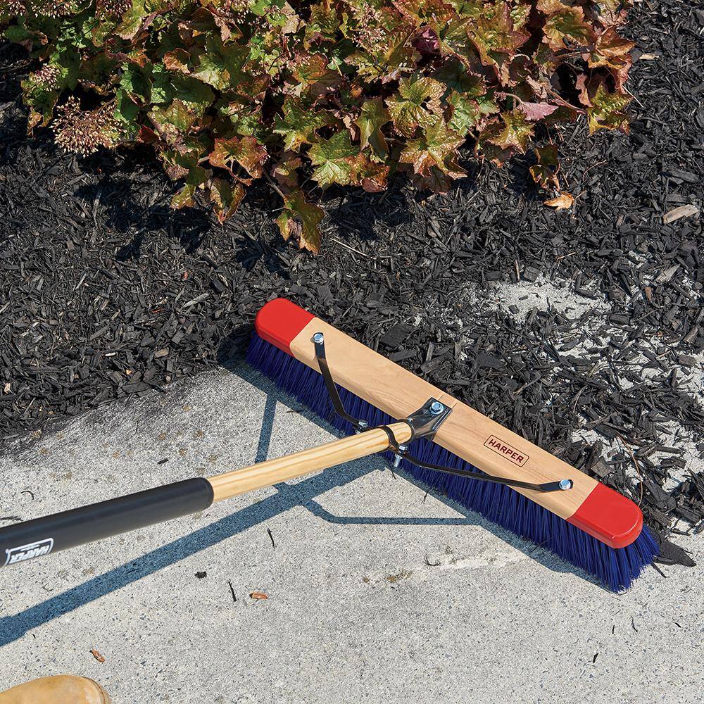 HARPER 24 in. Premium Outdoor Hardwood Steel Handle Push Broom for Dirt, Soil, Mulch, Grass and Oil Dry17