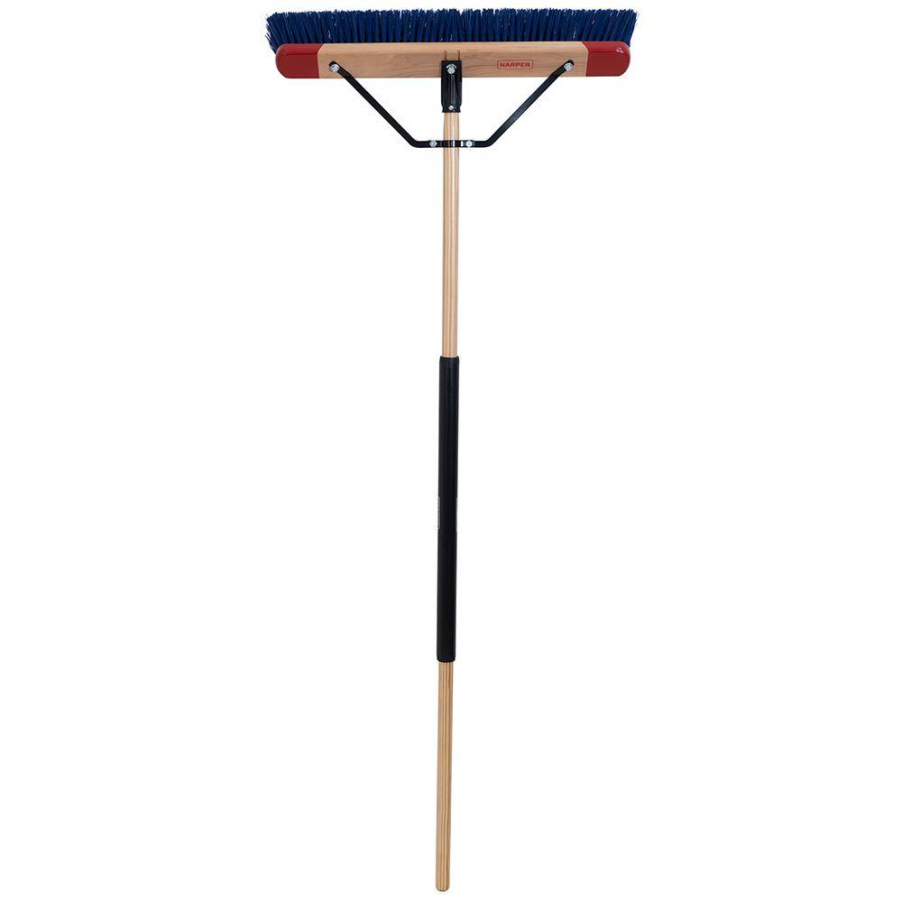 HARPER 24 in. Premium Outdoor Hardwood Steel Handle Push Broom for Dirt, Soil, Mulch, Grass and Oil Dry9