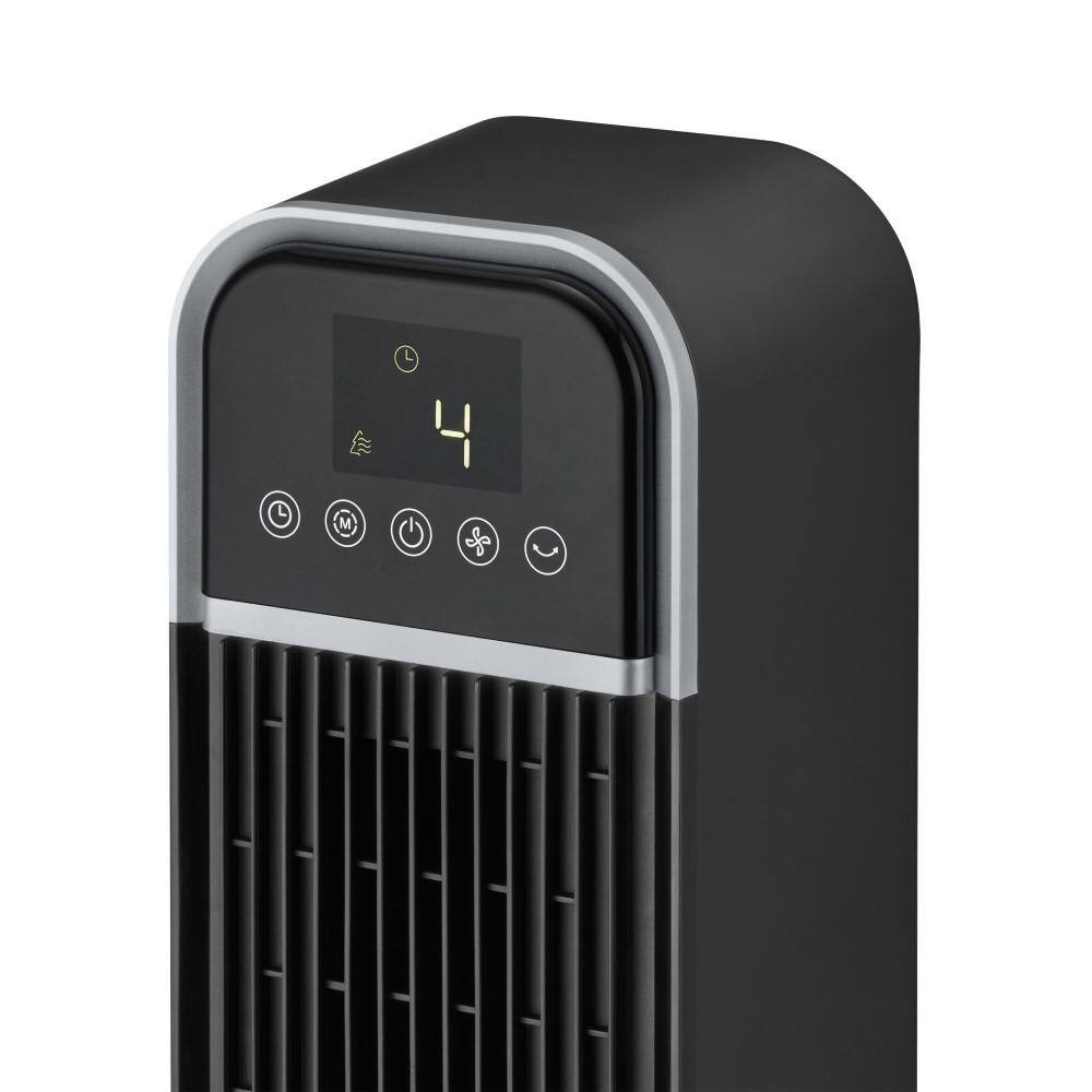 Hampton Bay FZ1025HRHD 36 in. 4-Speed Oscillating Tower Fan in Black with Remote Control and Easy Carry Handle1
