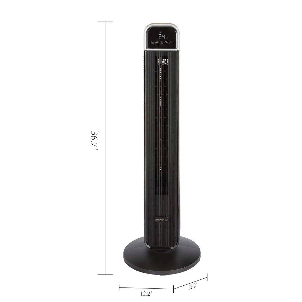 Hampton Bay FZ1025HRHD 36 in. 4-Speed Oscillating Tower Fan in Black with Remote Control and Easy Carry Handle9