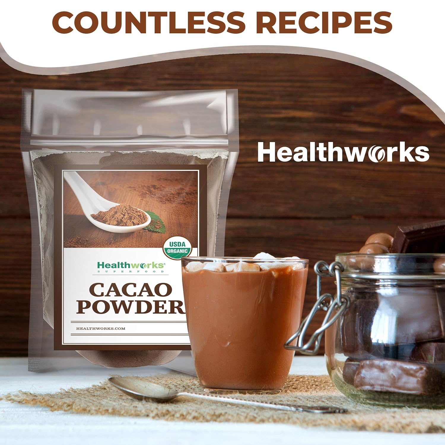 Healthworks Superfoods Organic Cacao Powder - 48 Oz 3 Lbs - Cocoa Chocolate Substitute - Rich Choclate Flavour - Sugar-Free, Keto, Vegan & Non-GMO - Peruvian Bean Nut Origin - Antioxidant Superfood11
