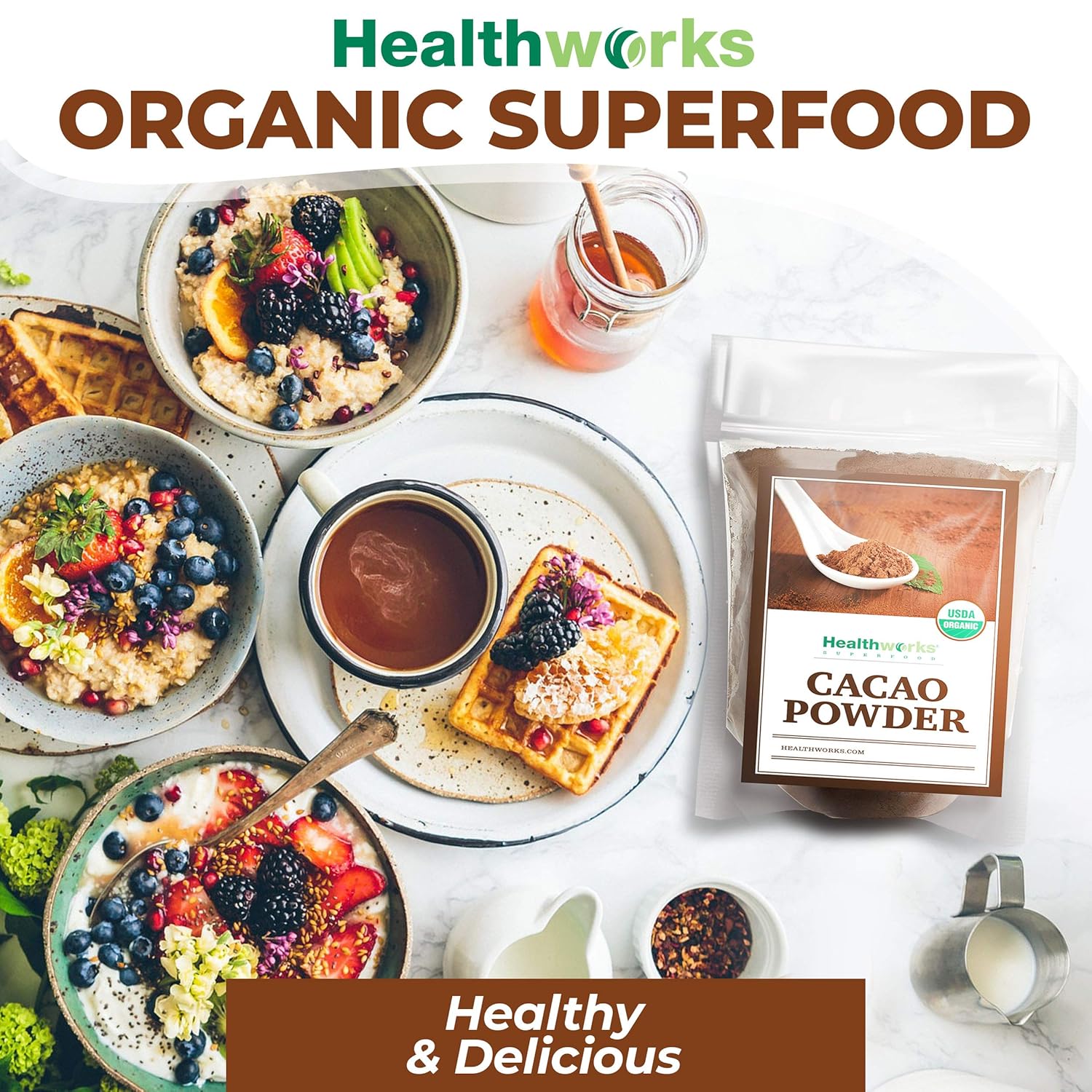 Healthworks Superfoods Organic Cacao Powder - 80 Oz 5 Lb - Cocoa Chocolate Substitute - Rich Choclate Flavour - Sugar-Free, Keto, Vegan & Non-GMO - Peruvian Bean Nut Origin - Antioxidant Superfood - Packaging May Vary8