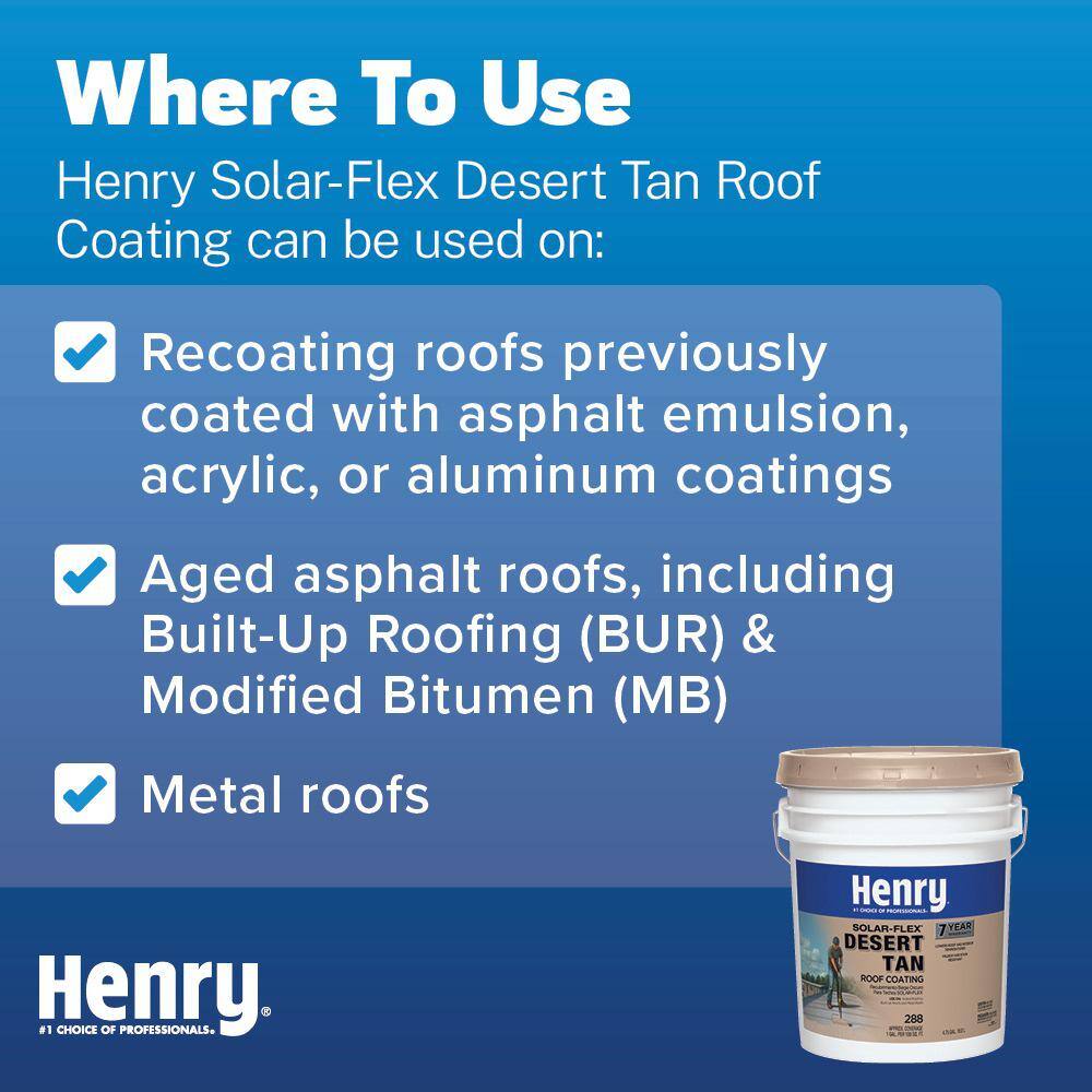 Henry HE288018 288 Solar-Flex Desert Tan Acrylic Elastomeric Reflective Roof Coating 4.75 gal.2