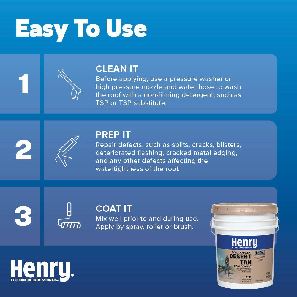Henry HE288018 288 Solar-Flex Desert Tan Acrylic Elastomeric Reflective Roof Coating 4.75 gal.9