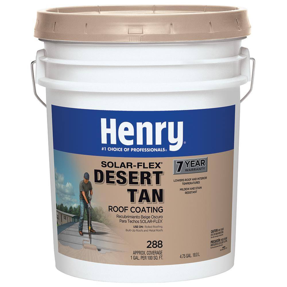 Henry HE288018 288 Solar-Flex Desert Tan Acrylic Elastomeric Reflective Roof Coating 4.75 gal. Henry HE288018 288 Solar-Flex Desert Tan Acrylic Elastomeric Reflective Roof Coating 4.75 gal.