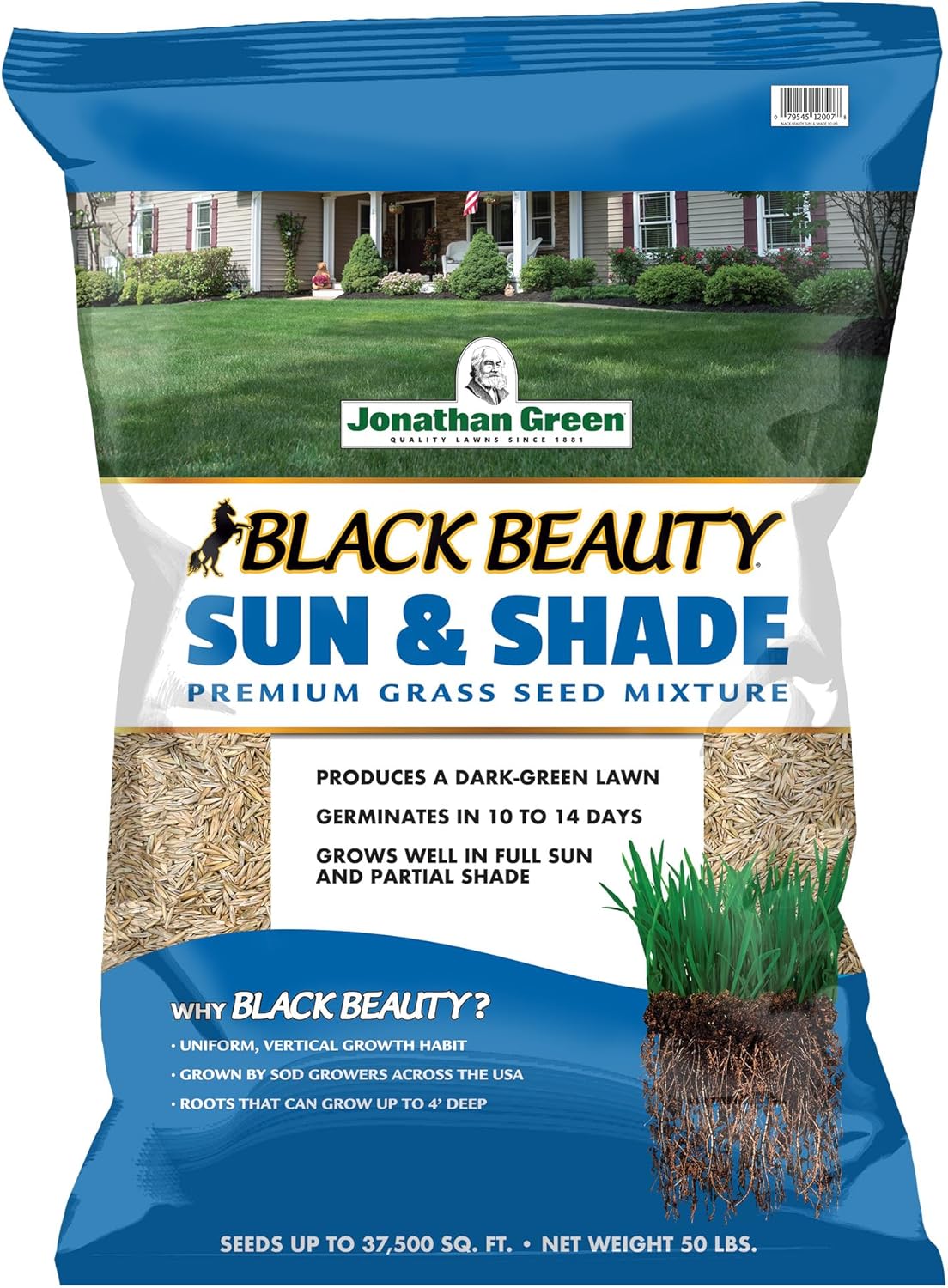 Jonathan Green (12007) Black Beauty Sun & Shade Grass Seed - Cool Season Lawn Seed, 50 lb Jonathan Green (12007) Black Beauty Sun & Shade Grass Seed - Cool Season Lawn Seed, 50 lb