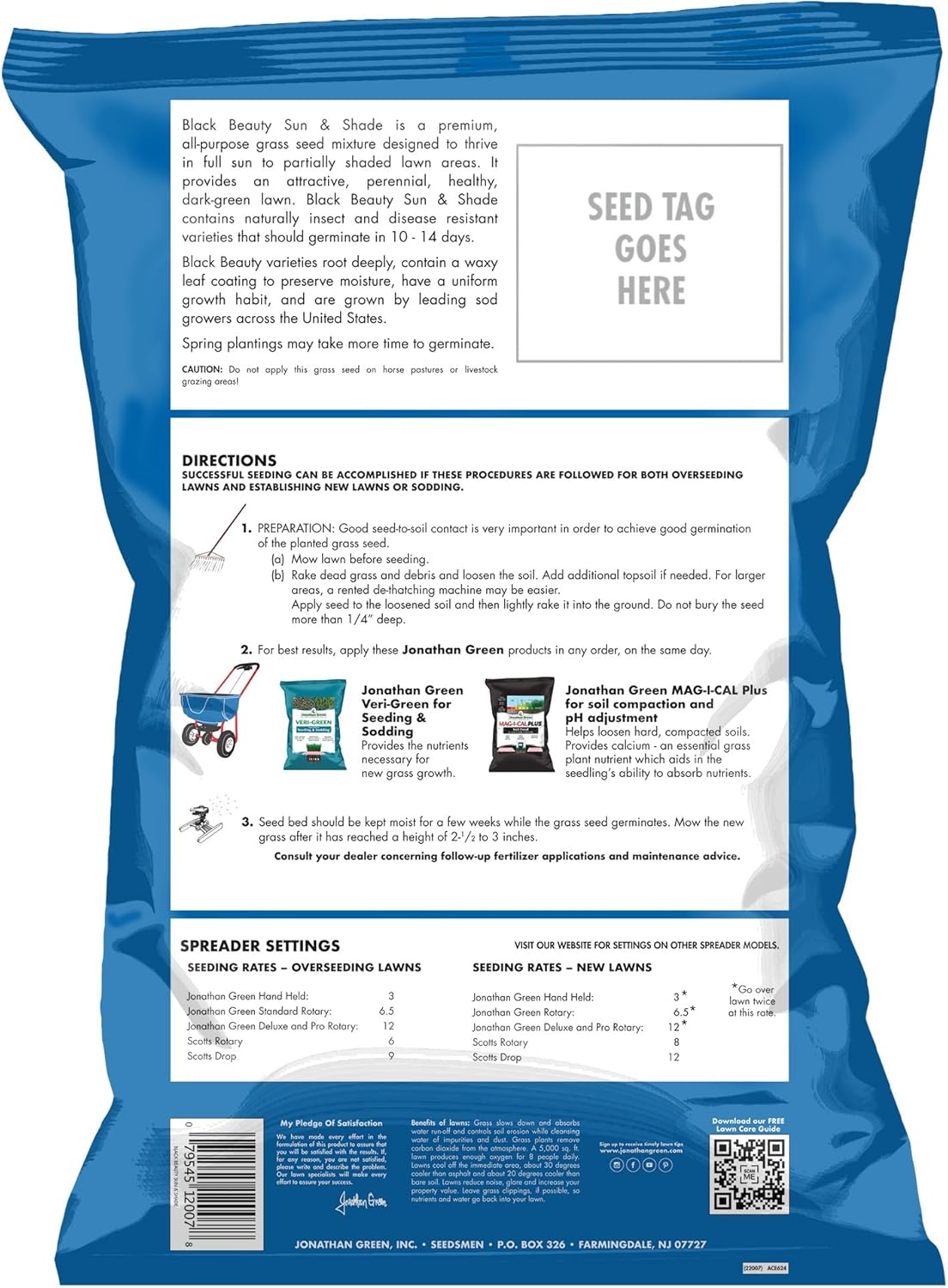 Jonathan Green (12007) Black Beauty Sun & Shade Grass Seed - Cool Season Lawn Seed, 50 lb1