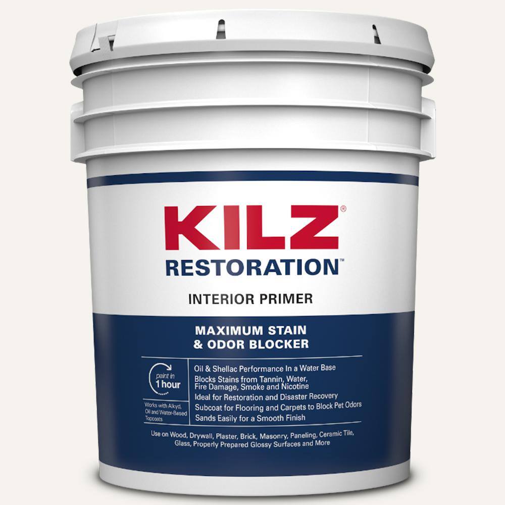 KILZ L200205 RESTORATION 5 gal. White Interior Primer, Sealer, and Stain Blocker KILZ L200205 RESTORATION 5 gal. White Interior Primer, Sealer, and Stain Blocker