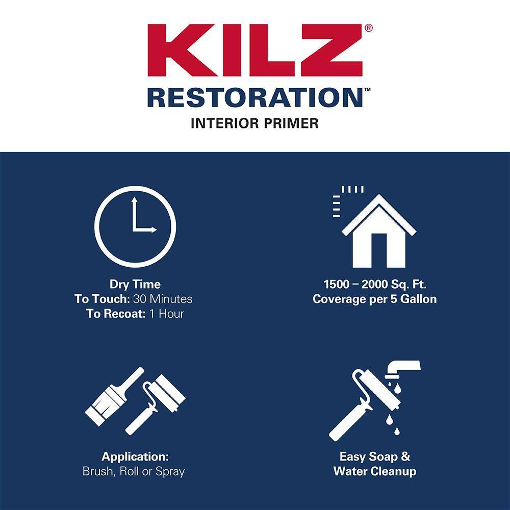 KILZ L200205 RESTORATION 5 gal. White Interior Primer, Sealer, and Stain Blocker1