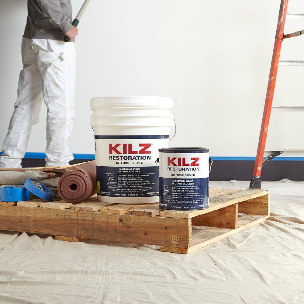 KILZ L200205 RESTORATION 5 gal. White Interior Primer, Sealer, and Stain Blocker8
