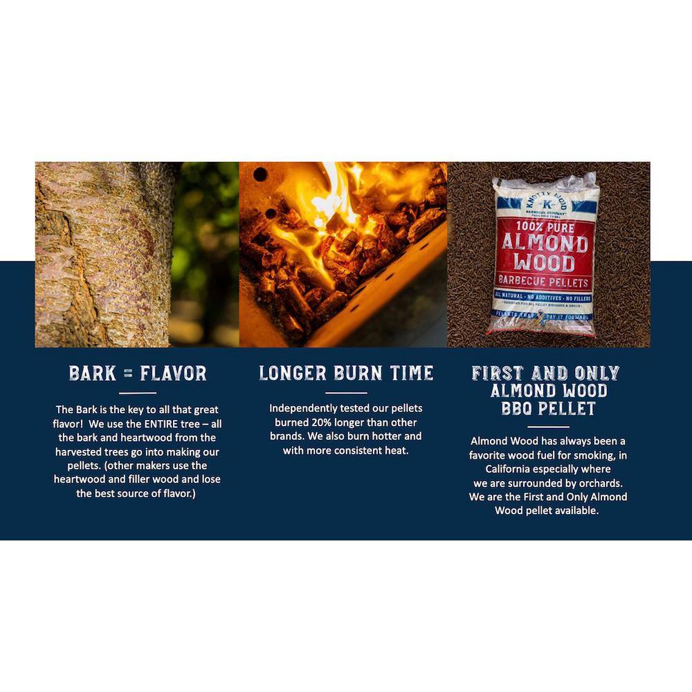 KNOTTY WOOD BARBECUE COMPANY 100% Pure Almond Wood BBQ Smoker Pellets (3-Pack)2