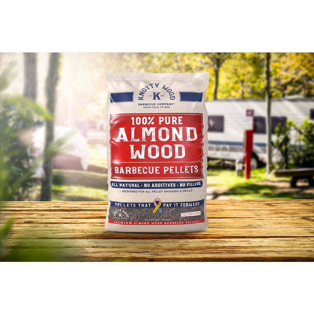 KNOTTY WOOD BARBECUE COMPANY 20 lbs. 100% Pure Almond Wood BBQ Smoker Pellets (2-Pack) and 20 lbs. 100% Pure Plum Wood BBQ Smoker Pellets (2-Pack)0