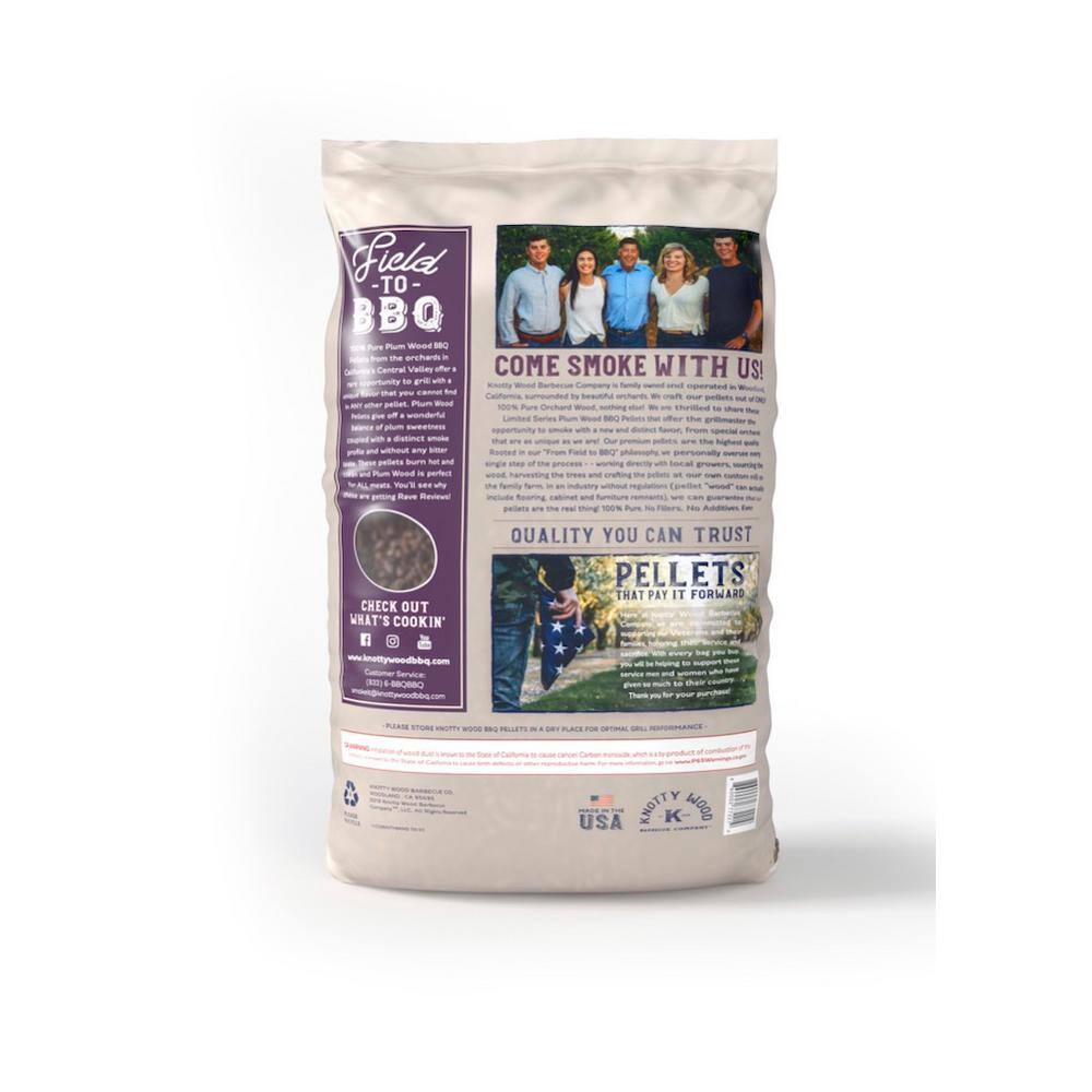 KNOTTY WOOD BARBECUE COMPANY 20 lbs. 100% Pure Almond Wood BBQ Smoker Pellets (2-Pack) and 20 lbs. 100% Pure Plum Wood BBQ Smoker Pellets (2-Pack)`1