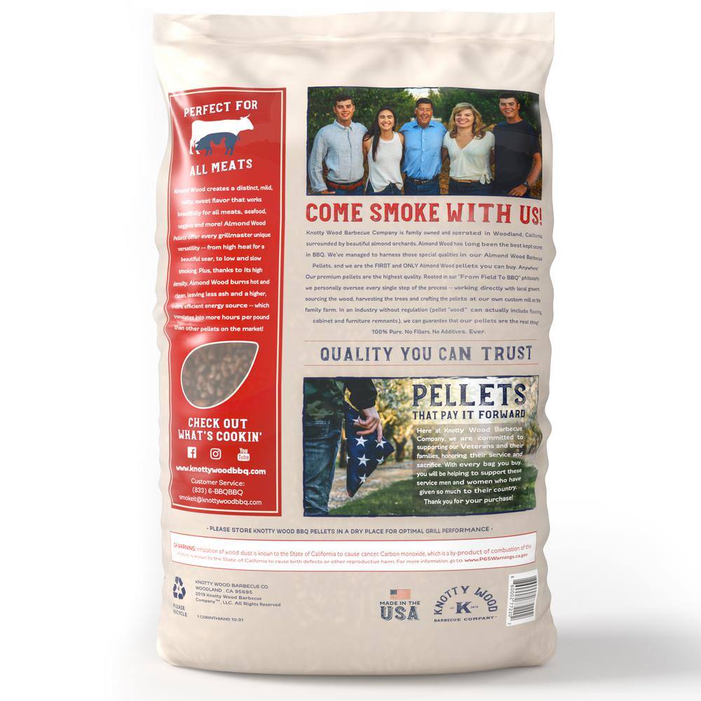 KNOTTY WOOD BARBECUE COMPANY 20 lbs. 100% Pure Almond Wood BBQ Smoker Pellets (2-Pack) and 20 lbs. 100% Pure Plum Wood BBQ Smoker Pellets (2-Pack)1