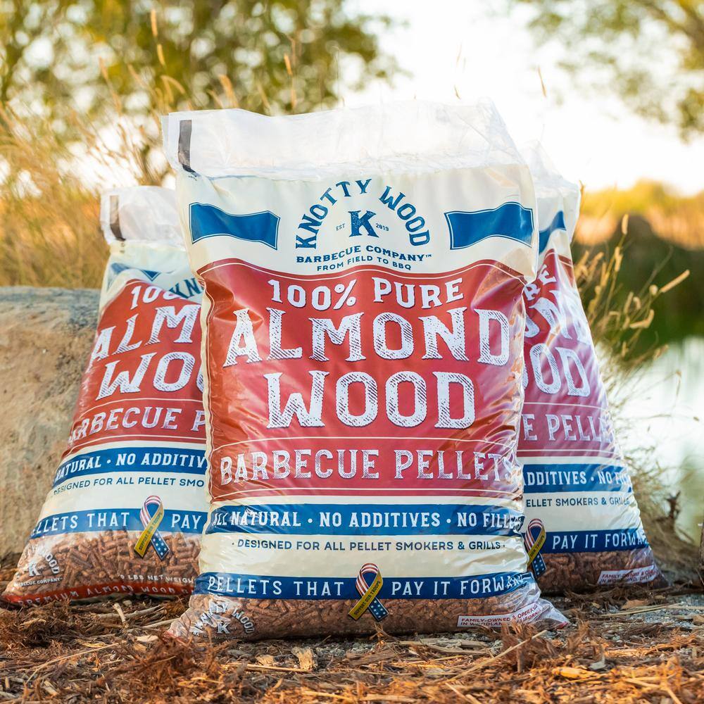 KNOTTY WOOD BARBECUE COMPANY 20 lbs. 100% Pure Almond Wood BBQ Smoker Pellets (2-Pack) and 20 lbs. 100% Pure Plum Wood BBQ Smoker Pellets (2-Pack)11