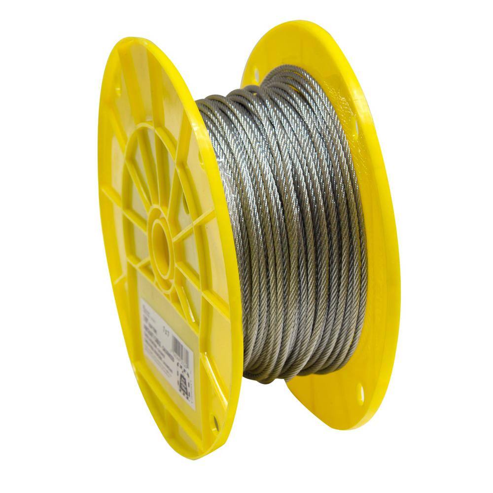 KingChain 503692 1 8 in. x 250 ft. Galvanized Aircraft Cable, 7x7 Construction - 340 lbs Safe Work Load - Reeled KingChain 503692 1/8 in. x 250 ft. Galvanized Aircraft Cable, 7x7 Construction - 340 lbs Safe Work Load - Reeled