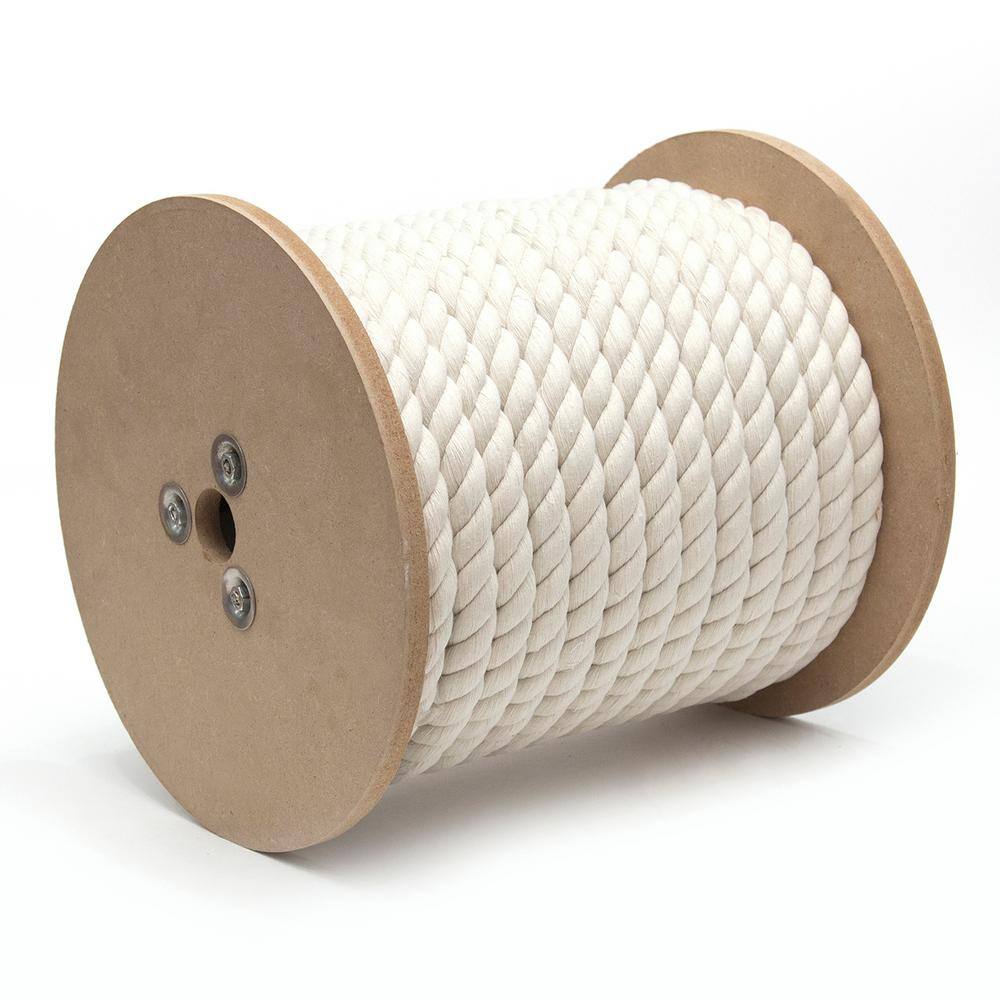KingCord 644371TV 3 8 in. x 300 ft. Natural 3-Strand Twisted Cotton Rope KingCord 644371TV 3/8 in. x 300 ft. Natural 3-Strand Twisted Cotton Rope