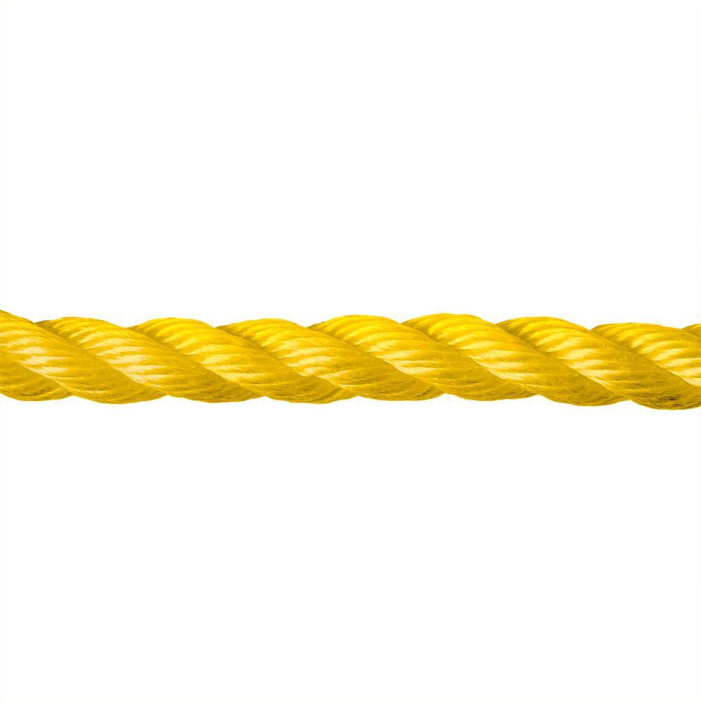 KingCord 644971TV 3 8 in. x 400 ft. Polypropylene Twisted Rope 3-Strand, Yellow2