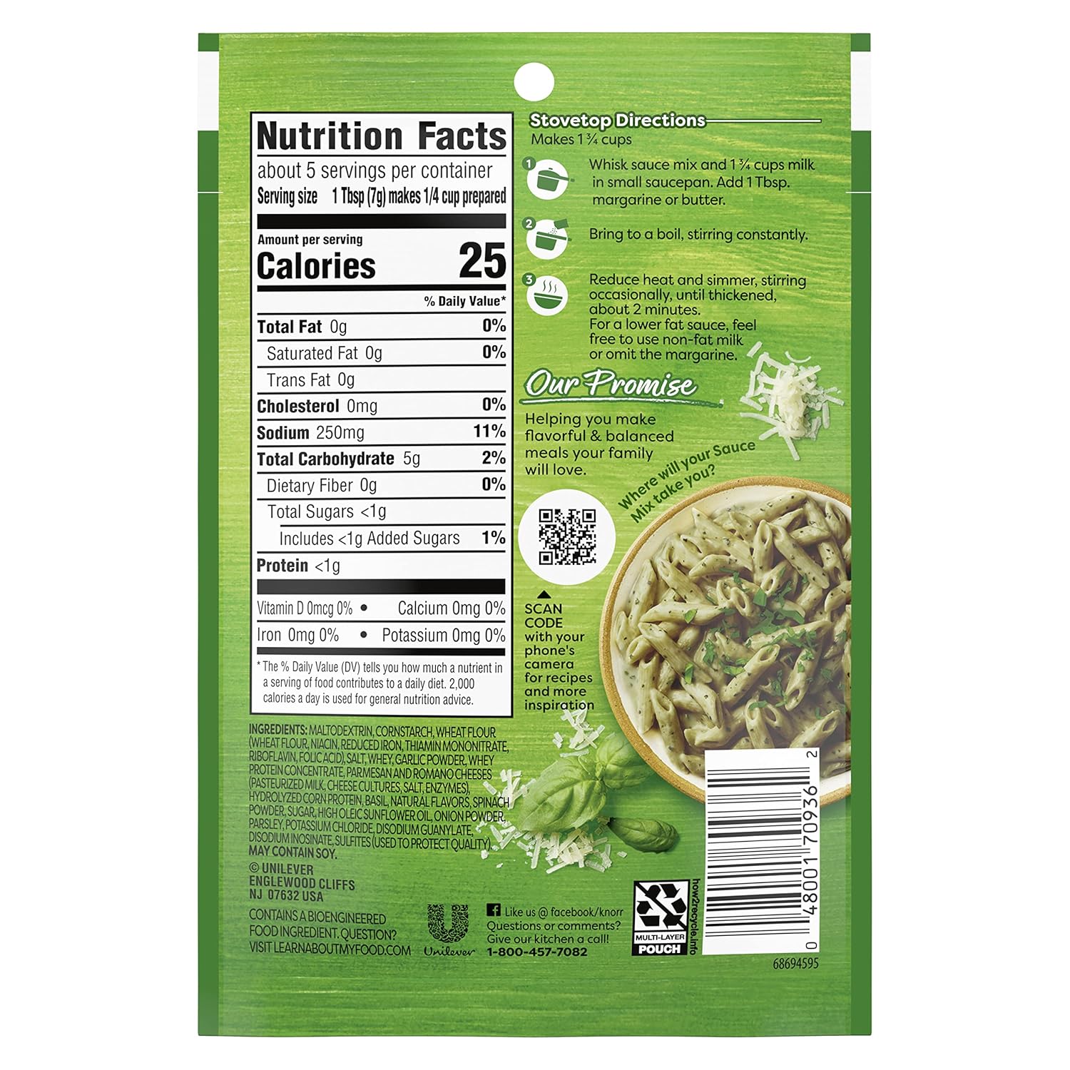 Knorr Sauce Mix Pasta Sauce For Simple Meals and Sides Creamy Pesto No Artificial Flavors, No Added Msg 1.2 oz, 24 Count1q