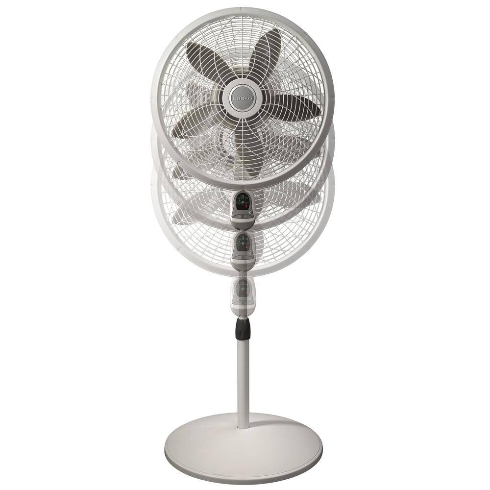Lasko 1850 Elegance and Performance Adjustable-Height 18 in. 3 Speed White Oscillating Pedestal Fan with Timer and Remote Control6