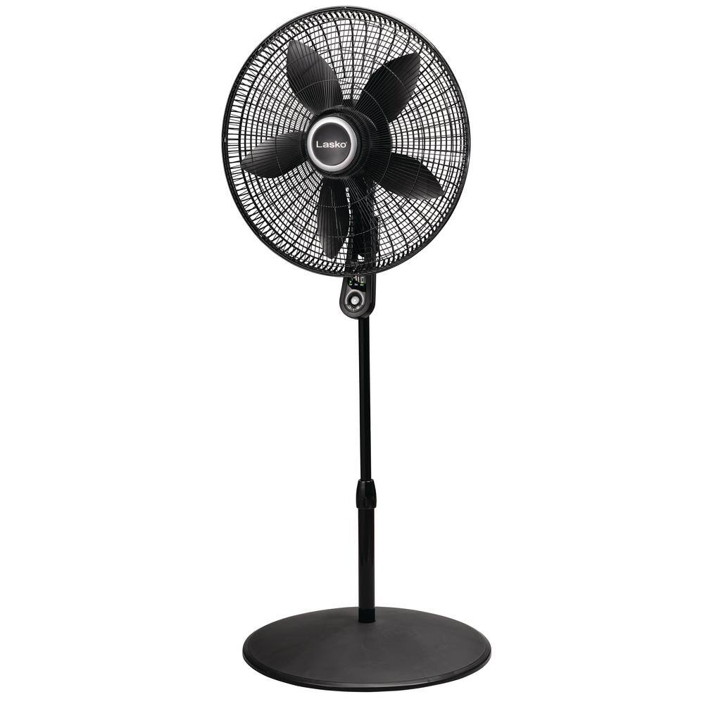 Lasko S20625 20 in. 4 Speed Oscillating Pedestal Fan for Home in Black with 90° Oscillation, Adjustable Height, Timer and Remote Lasko S20625 20 in. 4 Speed Oscillating Pedestal Fan for Home in Black with 90° Oscillation, Adjustable Height, Timer and Remote