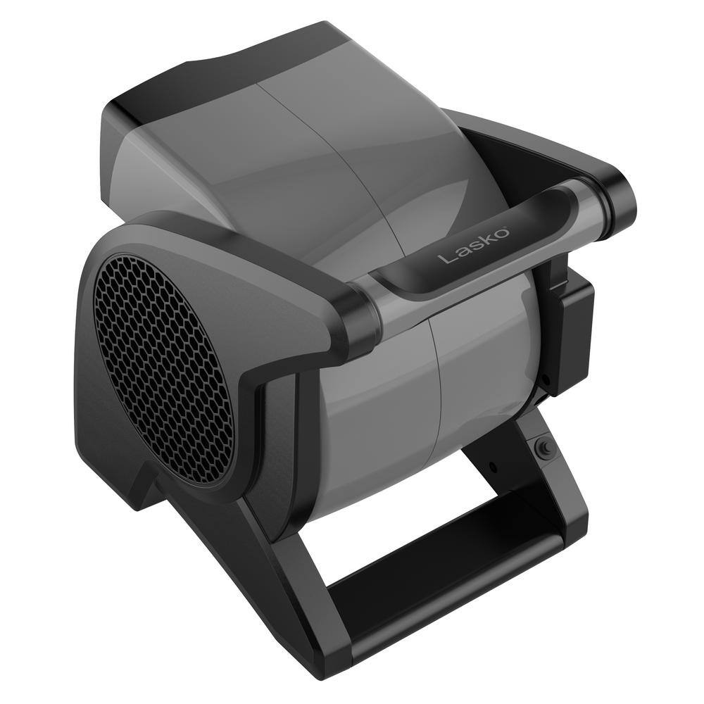 Lasko U15610 Pivoting 11.2 in. 3 Speed High Velocity Blower Fan for Home, Job Site in Gray, 375 CFM, 2 120V Outlets, Circuit Breaker3