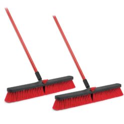 Libman 1650 24 in. High Power Multi-Surface Push Broom with 60 in. Steel Handle (2-Pack)