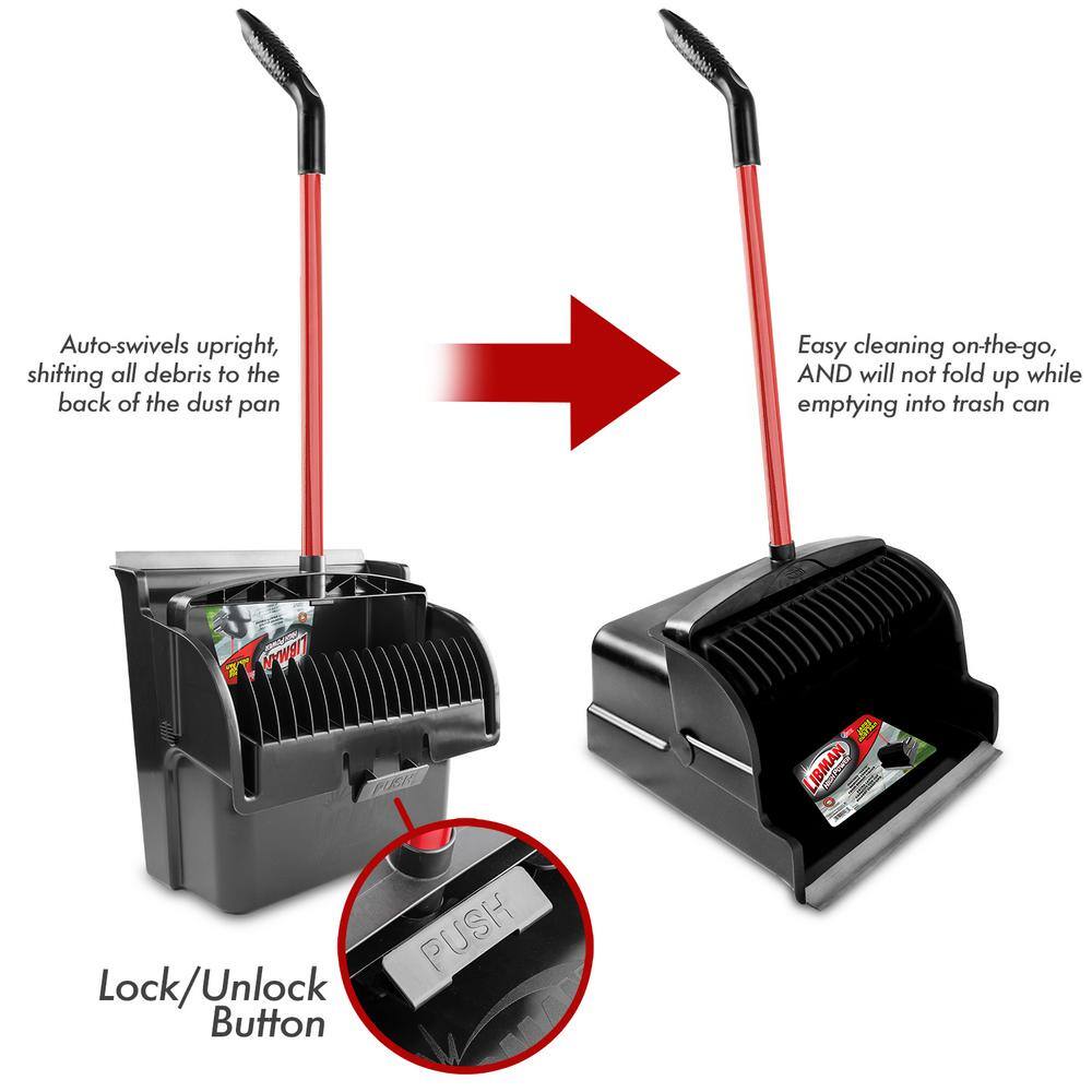 Libman 1711 16 in. High Power Large Scoop Upright Dustpan with Steel Handle (2-Pack)16