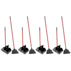 Libman 1875 11in. High Power Indoor/Outdoor Angle Broom and Dustpan Set (Closed Lid Lobby Dustpan) with Steel Handle (8-Pack)