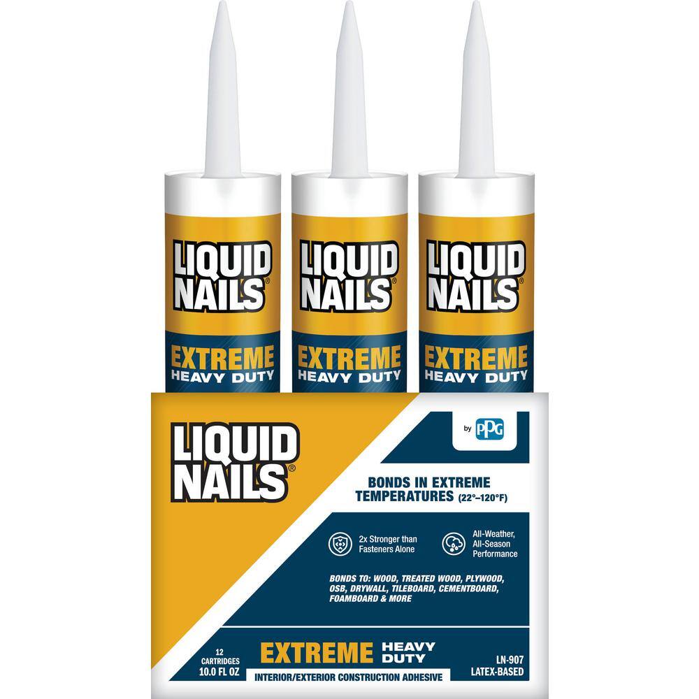 Liquid Nails LN-907 CP Extreme Heavy Duty 10 oz. White Interior and Exterior Construction Adhesive (12-pack) Liquid Nails LN-907 CP Extreme Heavy Duty 10 oz. White Interior and Exterior Construction Adhesive (12-pack)