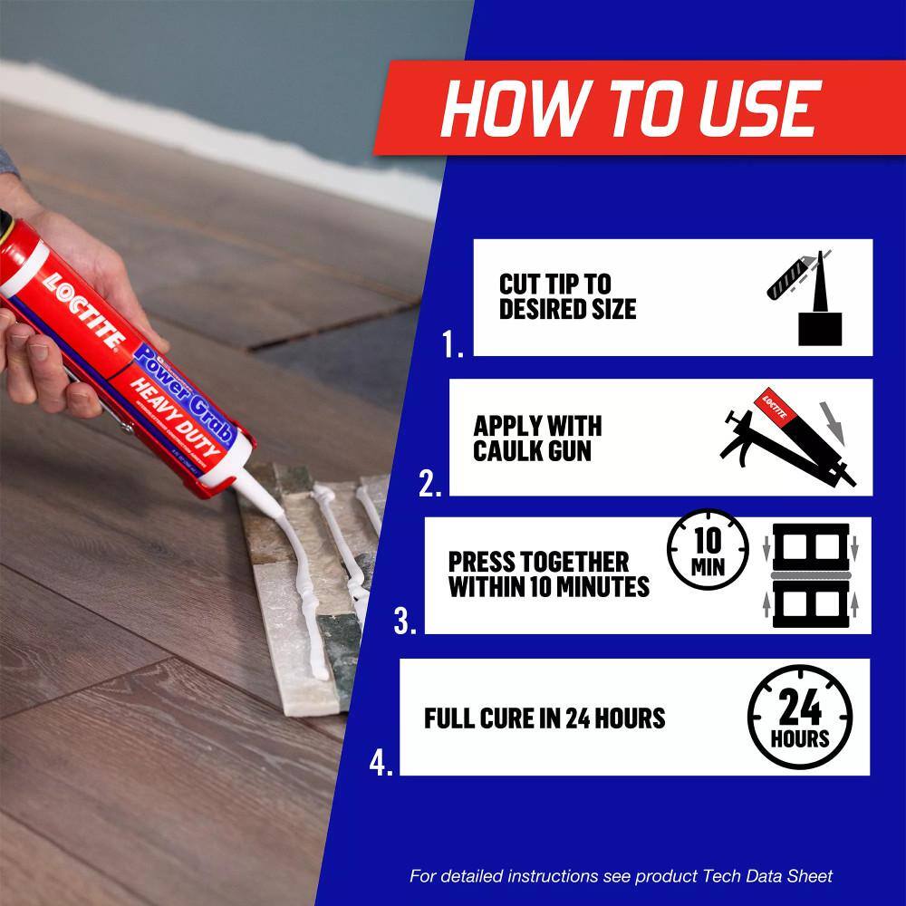 Loctite 2032666 Power Grab Heavy-Duty Instant Grab 9 oz. Latex Construction Adhesive White Cartridge (12-Pack)0