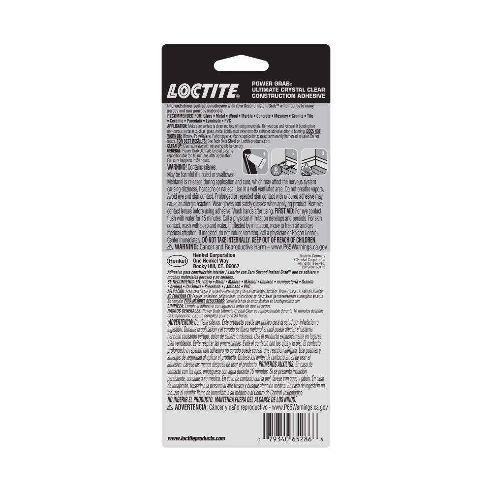 Loctite 2442596 Power Grab Ultimate Instant Grab 2.7 oz. SMP Construction Adhesive Crystal Clear Tube (6 pack)8
